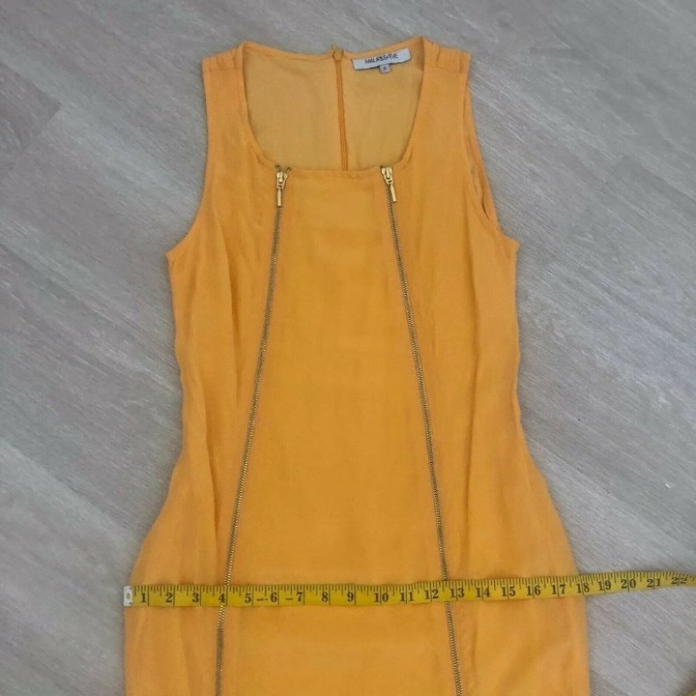 Maurie & Eve 100% Silk Women's Dress Size 8 Yellow Featured Zippers - Picture 6 of 8